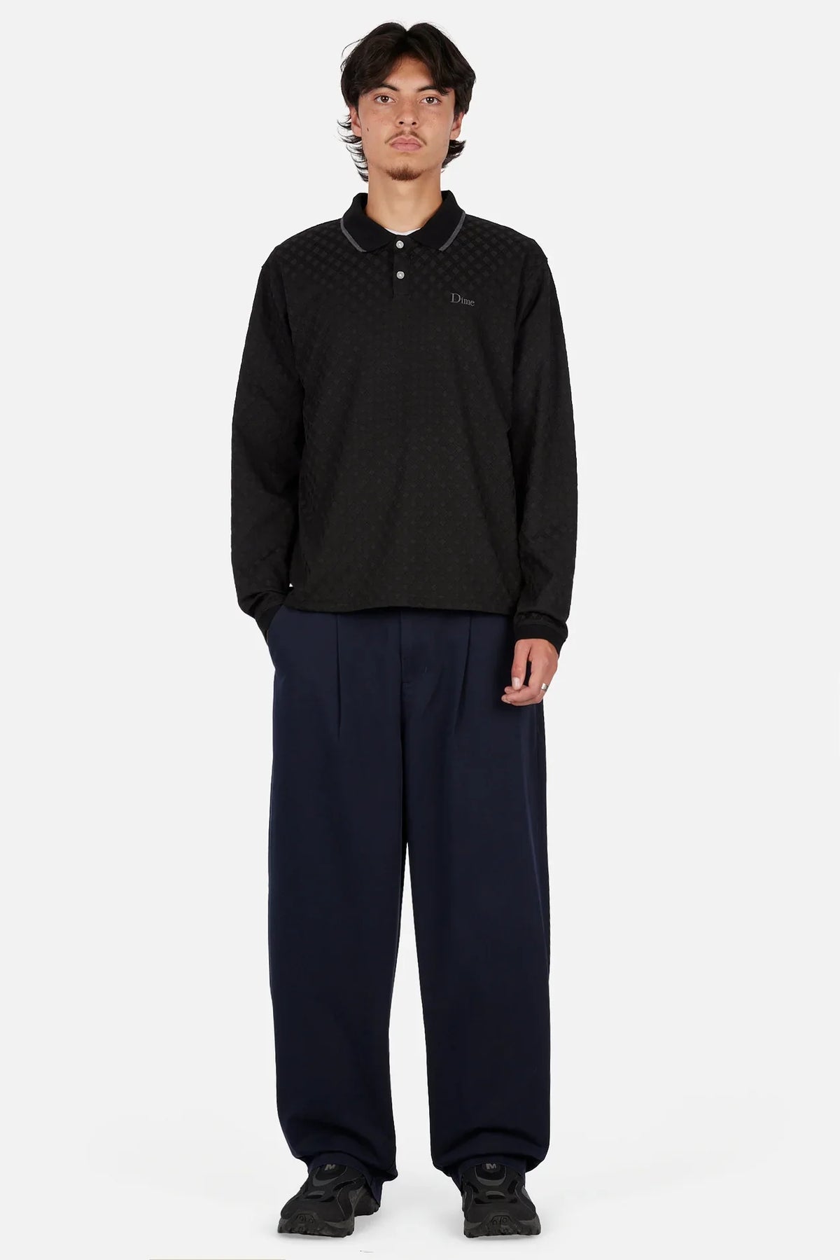 Jacquard Long Sleeve Polo
